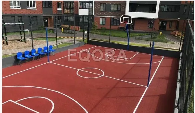 Бесшовное покрытие из резиновой крошки для баскетбольной площадки в Чехове